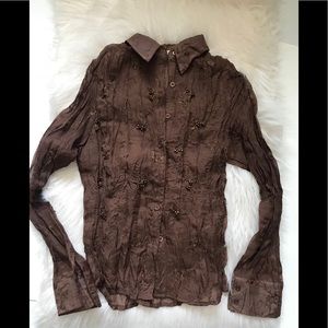 Beautiful Long Sleeve, button up, see through